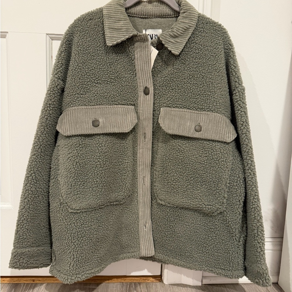 Brand new Zara Olive Green Sherpa/corduroy Jacket